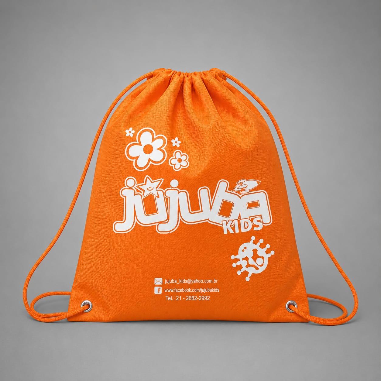 Mochila em tnt - coral com imp em branco