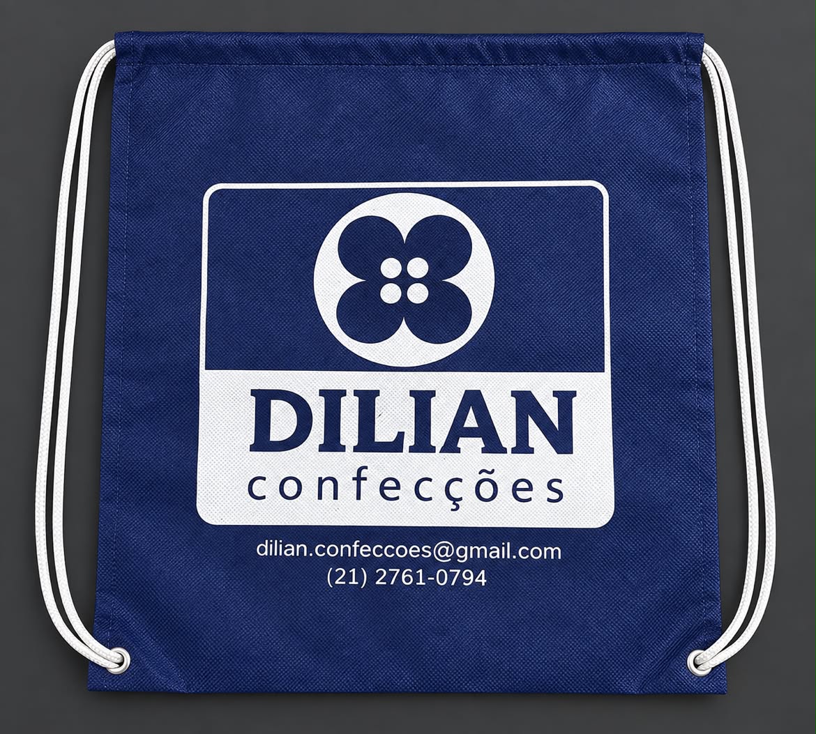 Mochila em tnt - Cor azul escuro com imp em branco