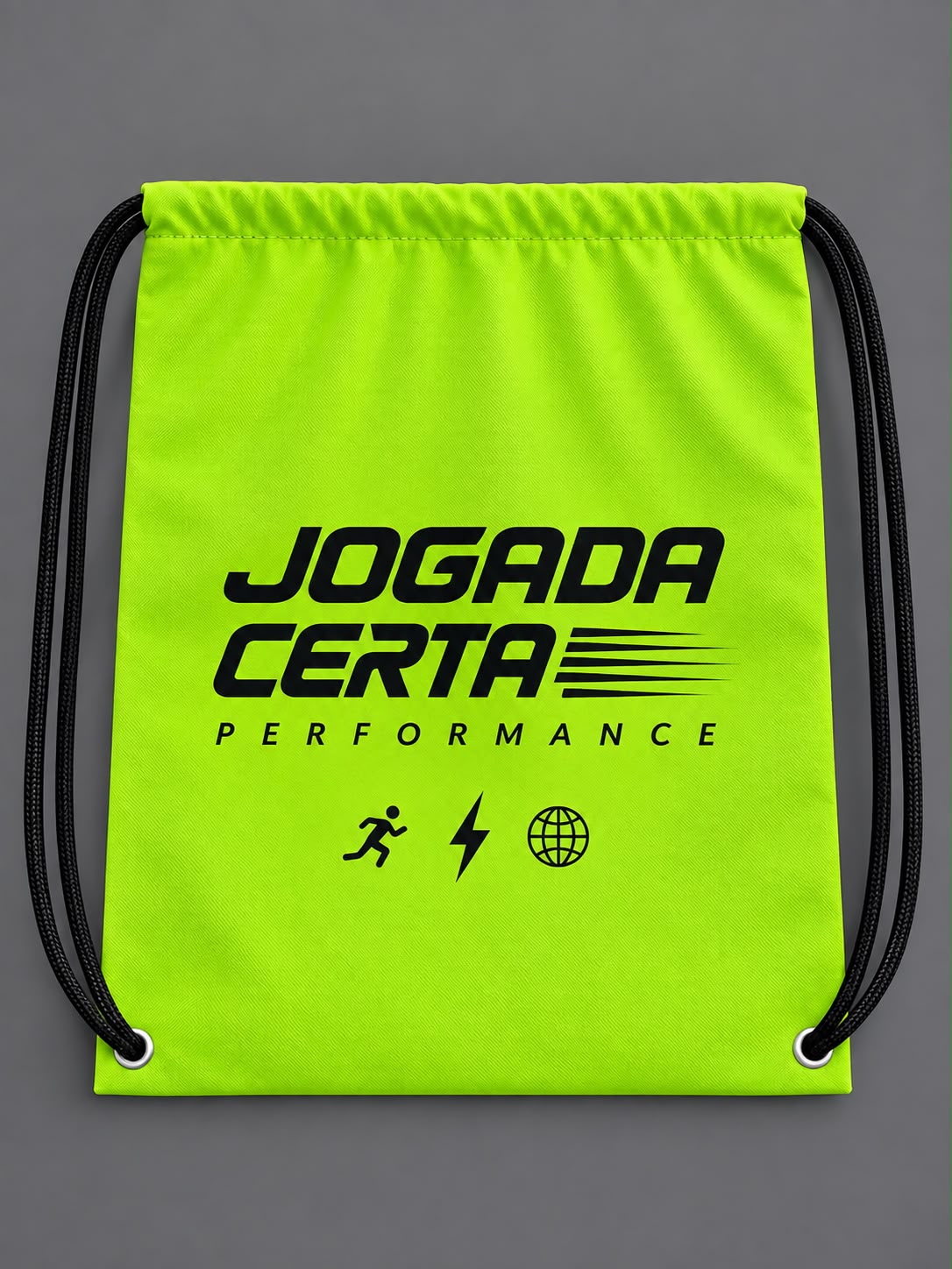Mochila Fundo Verde limão com imp em preto.